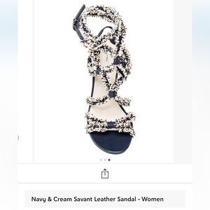 Leon Max Navy & Cream Savant Leather Sandal heel